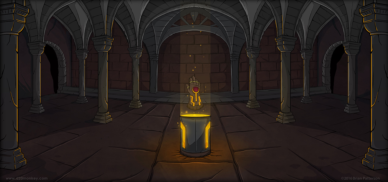 An empty chamber with a metal pedestal glowing with magma and a wicked looking gauntlet? NOTHING CAN GO WRONG!